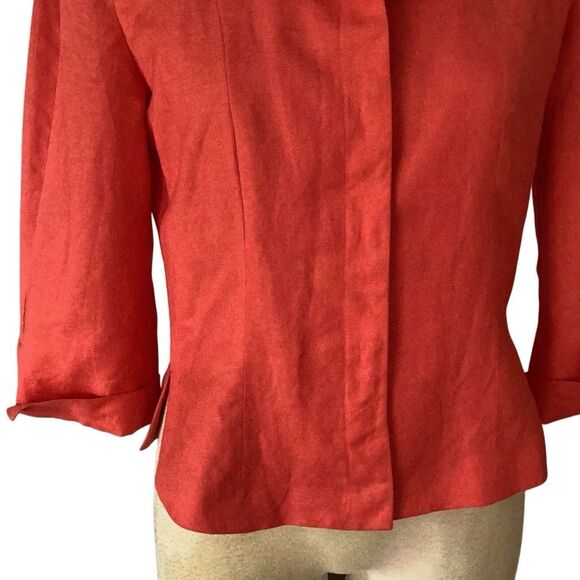 Herman Geist Linen Blend Lined Blazer Jacket Women’s 8 Coral - Picture 3 of 8